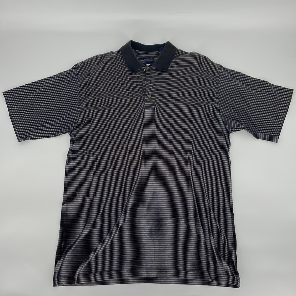 PEBBLE BEACH cotton striped polo black white purple men’s size MED
